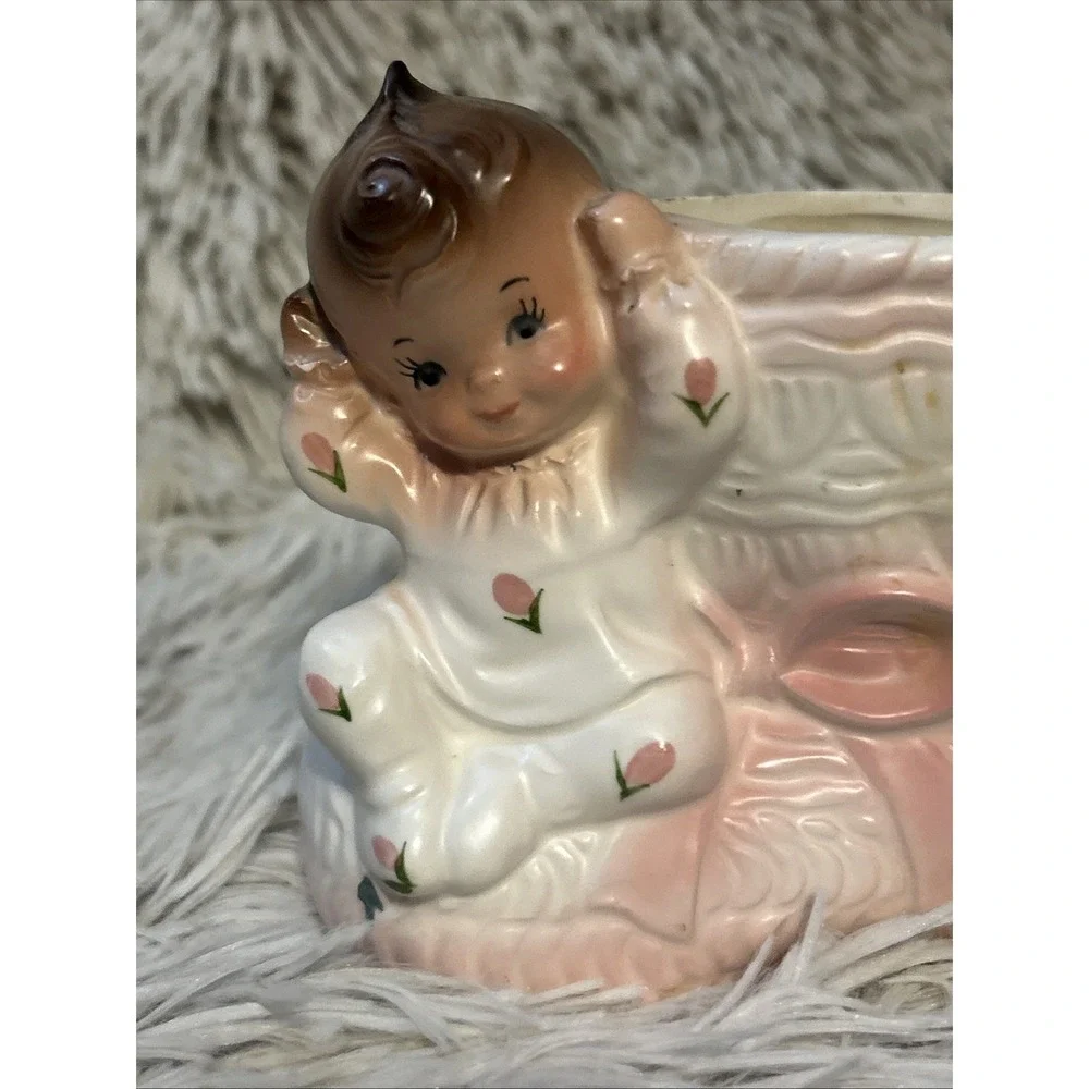 Vintage Rubens 1960's Originals Japan Baby Girl‎ Boot Planter Pink White